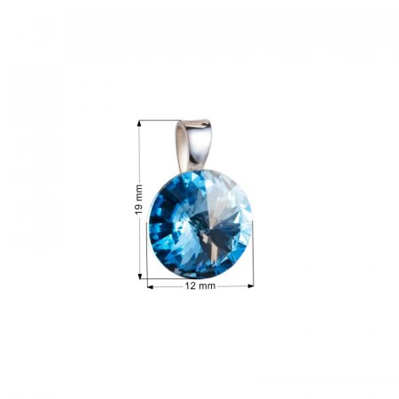 Stříbrný přívěsek s krystaly Swarovski modrý kulatý-rivoli 34112.3 Aquamarine