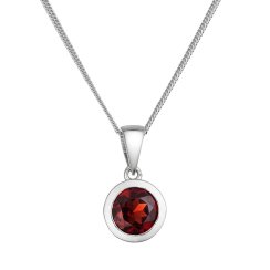 Strieborný náhrdelník s pravým minerálnym kameňom červený 12081.3 garnet