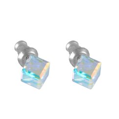 Náušnice so Swarovski Elements kocka AB 6 mm