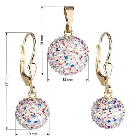 Zlatá 14 karátová sada šperkov s kryštálmi Swarovski náušnice a prívesok AB efekt 939072.2