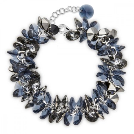 Náramok modrošedý sa Swarovski Elements Frou Frou BD6428DBSN Denim Blue + Silver Night