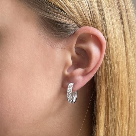 Stříbrné náušnice kruhy s krystaly Swarovski bílý kruh 31120.1 Krystal