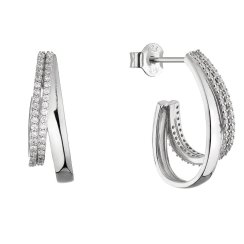 Strieborné dvojité kruhy so zirkónmi 11773.1