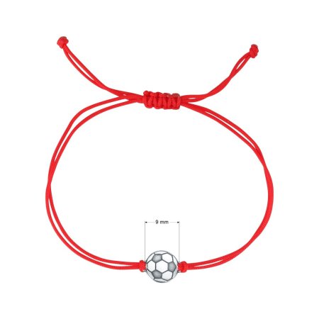 Textilný náramok Kabbalah červený so striebornou futbalovou loptou 13057.3 red