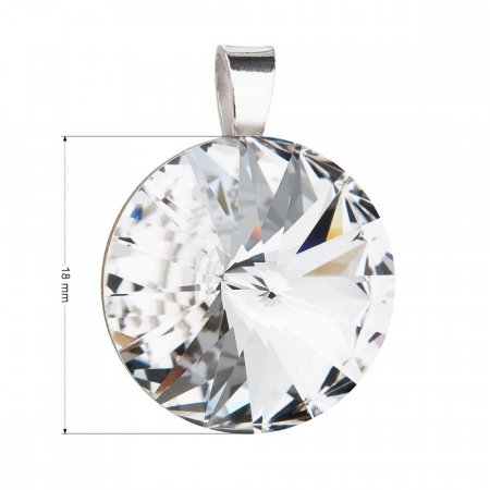 Stříbrný přívěsek s křišťálem Preciosa bílý kulatý 34071.1 Krystal