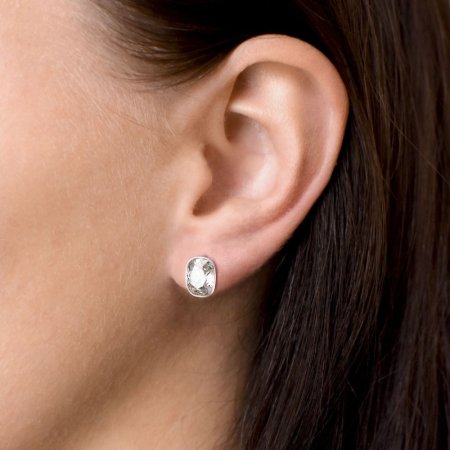 Strieborné náušnice pecka s kryštálmi Swarovski šedý obdĺžnik 31279.5 Silver Shade