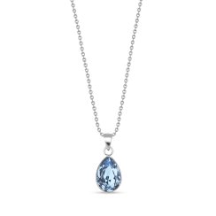 Strieborný náhrdelník so Swarovski Elements modrá kvapka Baroque N432010AQ Aqua