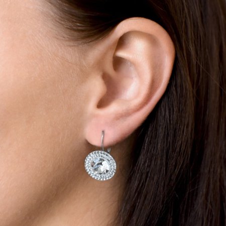 Sada šperků s krystaly Swarovski náušnice a přívěsek bílé kulaté 39107.1 Krystal