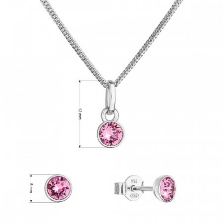 Sada šperků s krystaly Swarovski náušnice, řetízek a přívěsek růžové 39177.3 Rose