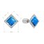 Strieborné náušnice pecka s modrým syntetickým opálom a biele krištáľmi Preciosa štvorec 31318.1 blue
