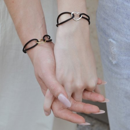 Kabbalah náramek s pozlaceným srdcem 13093.3 black