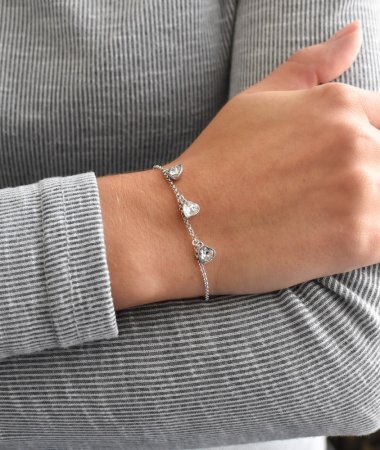 Stříbrný náramek se Swarovski krystaly bílé srdce 33108.1 Krystal
