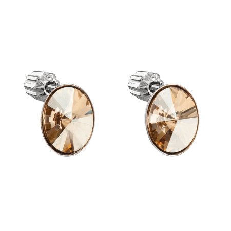 Strieborné náušnice pecka s kryštálmi Swarovski zlatý ovál 31274.5 Golden Shadow