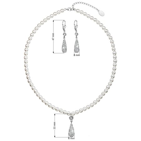 Súprava so Swarovski Elements perla 39121.1 Biela