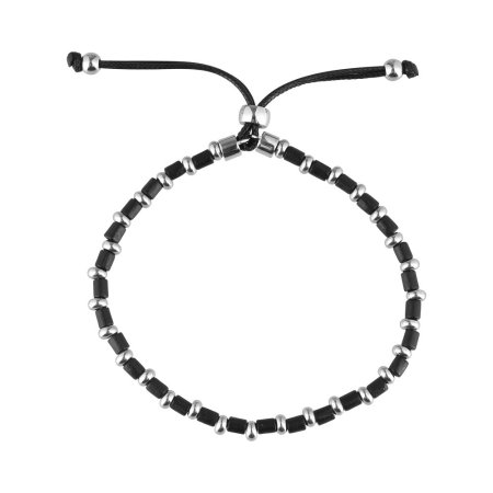 Náramek pánský kombinace dřeva a oceli 43054.3 černý