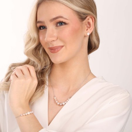 Stříbrné náušnice pecky s bílou říční perlou 21004.1 8 mm