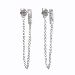 Náušnice bílé řetízkové se Swarovski Elements Krystal
