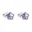 Stříbrné náušnice pecka s krystaly Swarovski fialová kytička 31080.3 Violet
