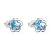 Stříbrné náušnice pecka s krystaly Swarovski modrá kytička 31255.3 Aqua