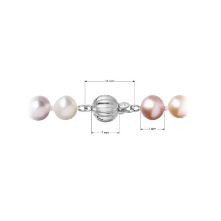 Perlový náramek z říčních perel se zapínáním z bílého 14 karátového zlata 823004.3/9272B multi