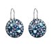 Stříbrné náušnice visací s krystaly Swarovski modré kulaté 31176.3 Blue Style