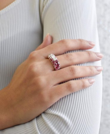 Stříbrný prsten s krystaly Swarovski mix barev červená 35031.3 Sweet Love
