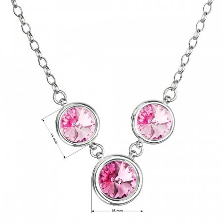 Stříbrný náhrdelník se Swarovski krystaly růžový kulatý 32033.3 rosa