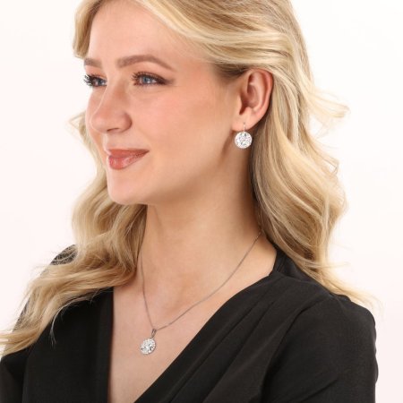 Sada šperkov s kryštálmi Swarovski náušnice a prívesok biele okrúhle 39117.1 Krystal