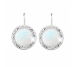 Stříbrné náušnice klapky s kulatým opálem a krystaly Swarovski White velké