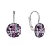 Strieborné náušnice visiace s kryštálmi Swarovski fialové jemné 31315.3 magic violet