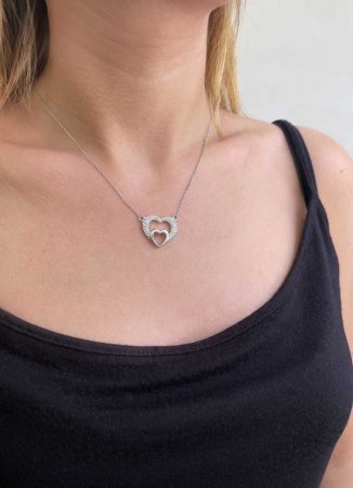 Strieborný náhrdelník s kryštálmi Swarovski biele srdce 32032.1 Krystal
