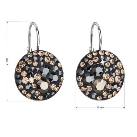 Strieborné náušnice visiace s kryštálmi Swarovski mix farieb guľaté 31176.4 Colorado