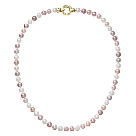 Perlový náhrdelník z pravých riečnych perál mix farieb 22004.3 Au plating