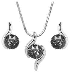 Súprava so Swarovski Elements vlnka strieborno šedá Silver Night