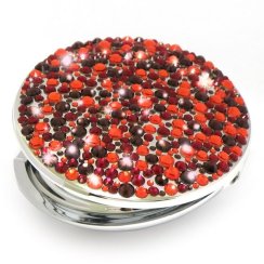 Kosmetické kapesní zrcátko se Swarovski Elements Corals V Červené