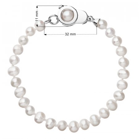Perlový náramek z pravých říčních perel bílý 23006.1