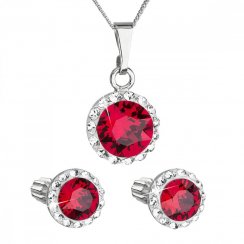 Sada šperkov s kryštálmi Swarovski náušnice, retiazka a prívesok červené okrúhle 39352.3 Ruby