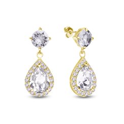 Strieborné náušnice visiace s kryštálmi Swarovski Elements Briselle KCPG4320CC Kryštál