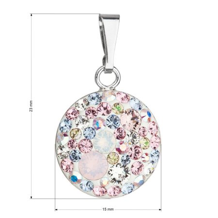 Stříbrný přívěsek s krystaly Swarovski mix barev kulatý 34225.3 Magic Rose