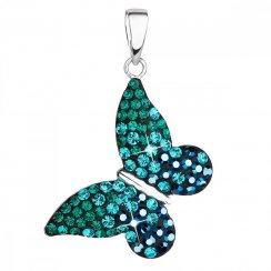 Stříbrný přívěsek s krystaly Swarovski zelený motýl 34192.3 Magic Green