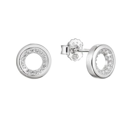 Strieborné náušnice kôstky guľaté so zirkónmi 11431.1 crystal