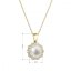 Zlatý 14 karátový náhrdelník kytička s bílou říční perlou a brilianty 92PB00036