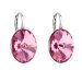 Strieborné náušnice visiace s kryštálmi Swarovski ružový ovál 31275.3 Rose