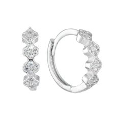 Strieborné náušnice kruhy so zirkónom v bielej farbe 11239.1
