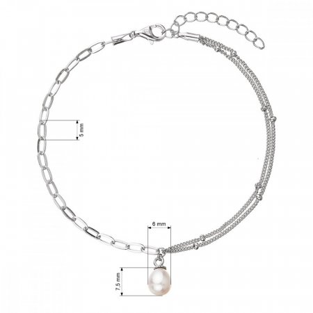 Perlový náramok z pravou riečnou perlou ovál biely 23014.1