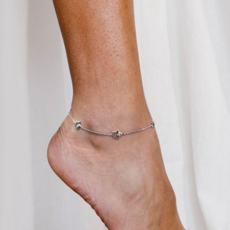 Strieborná retiazka na nohu hviezdičky s bielymi zirkónmi 16003.1