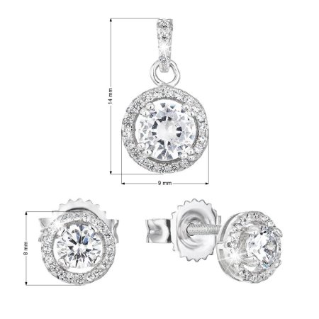 Sada šperkov so zirkónom náušnice a prívesok bielej okrúhle 19026.1