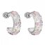 Stříbrné náušnice kruhy s krystaly Swarovski růžové půlkruh 31118.3 Magic rose
