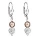 Strieborné náušnice visiace s krištáľmi Preciosa hnedé okrúhle 31244.3 Bronze