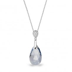 Strieborný náhrdelník so Swarovski Elements modrá kvapka Dainty Drop N610616BLS Blue Shade